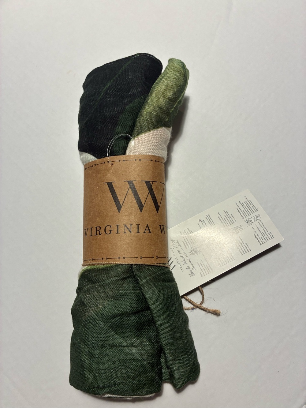 Virginia W Green Patterned Scarf Wrap